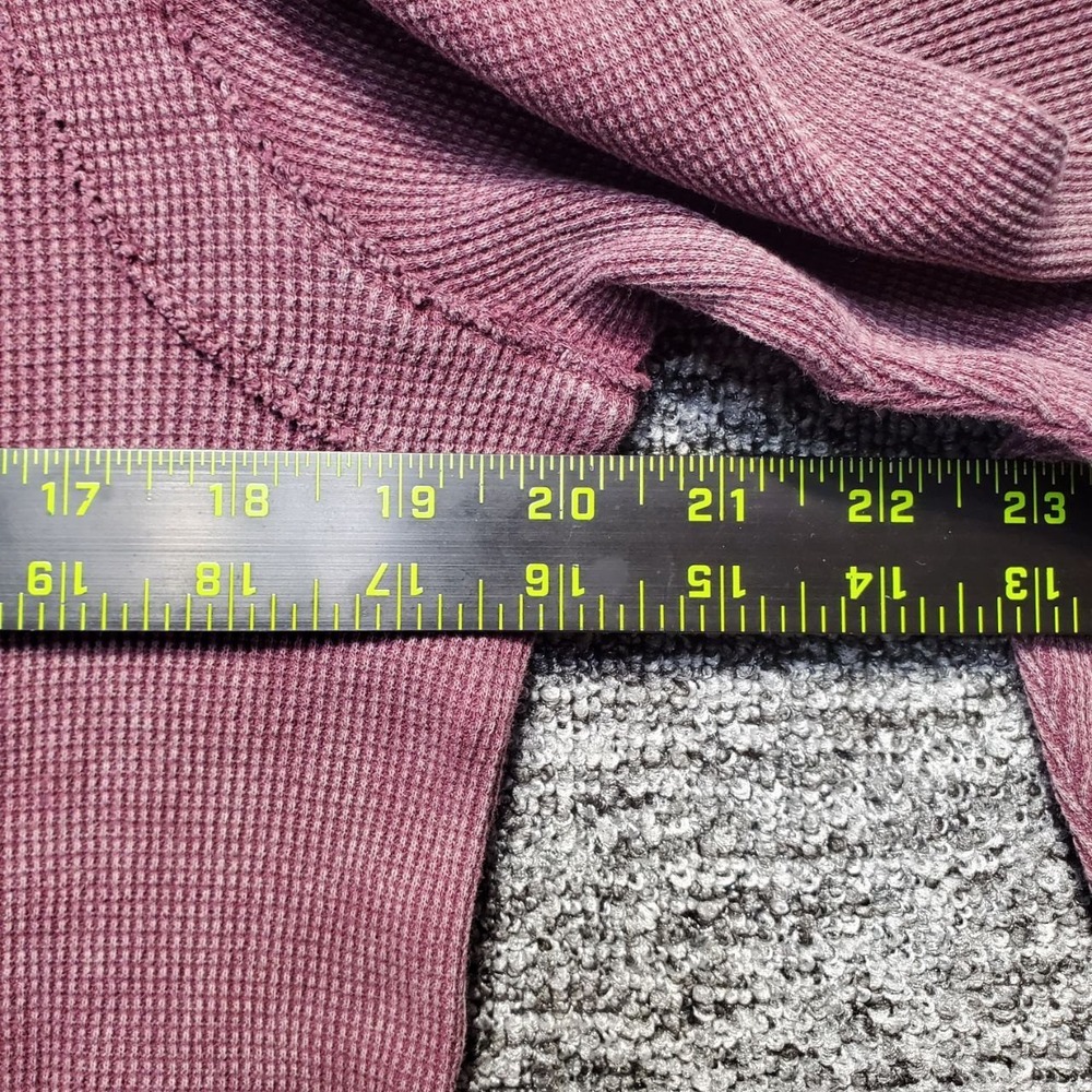 Design 365 Henley Top Womens Large Purple Mineral Wash Waffle Knit Long Sleeve - Picture 7 of 11